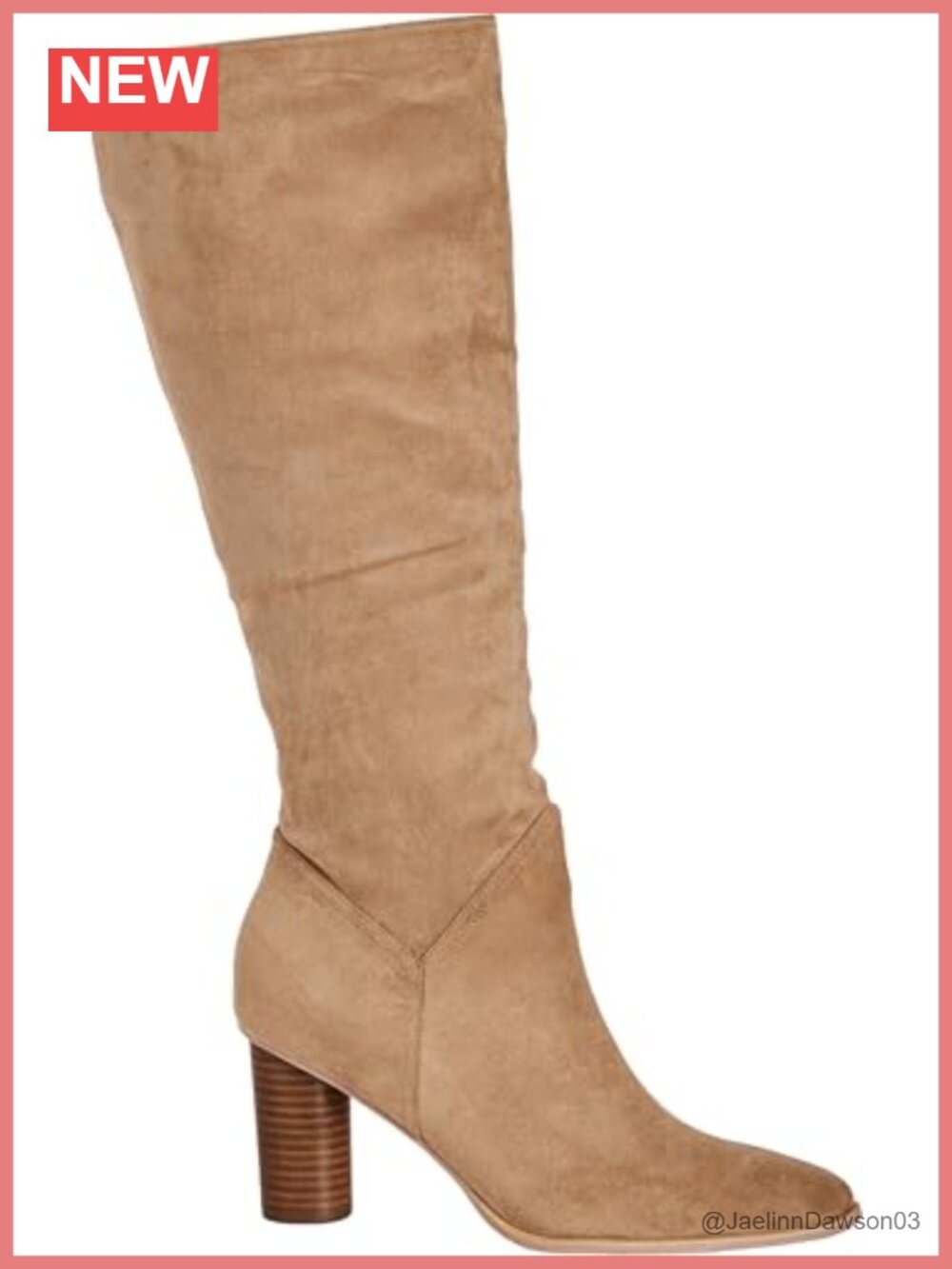 Plus Size Faux-Suede Knee-High Boots Round Toe Block Heel Zip Wide Fit